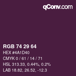 颜色代码: RGB 74 29 64 | qconv.com