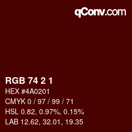 カラーコード: RGB 74 2 1 | qconv.com
