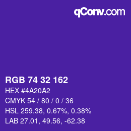 カラーコード: RGB 74 32 162 | qconv.com