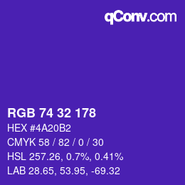 カラーコード: RGB 74 32 178 | qconv.com