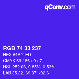 Color code: RGB 74 33 237 | qconv.com