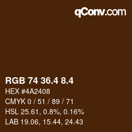 カラーコード: RGB 74 36.4 8.4 | qconv.com