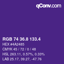 カラーコード: RGB 74 36.8 133.4 | qconv.com