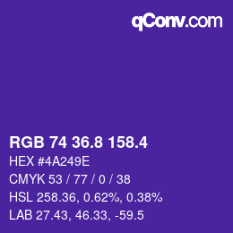 カラーコード: RGB 74 36.8 158.4 | qconv.com