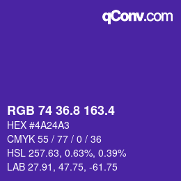 カラーコード: RGB 74 36.8 163.4 | qconv.com