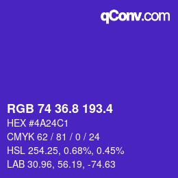 カラーコード: RGB 74 36.8 193.4 | qconv.com