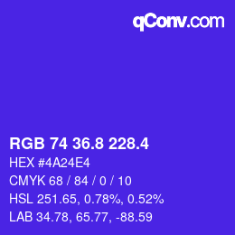 カラーコード: RGB 74 36.8 228.4 | qconv.com