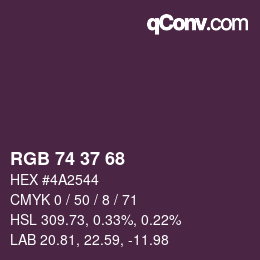 カラーコード: RGB 74 37 68 | qconv.com
