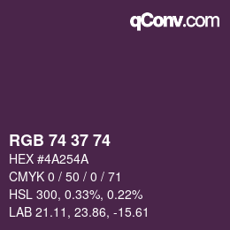 Color code: RGB 74 37 74 | qconv.com