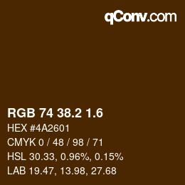 カラーコード: RGB 74 38.2 1.6 | qconv.com