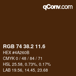 カラーコード: RGB 74 38.2 11.6 | qconv.com