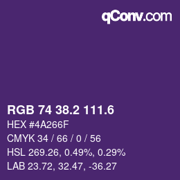 カラーコード: RGB 74 38.2 111.6 | qconv.com