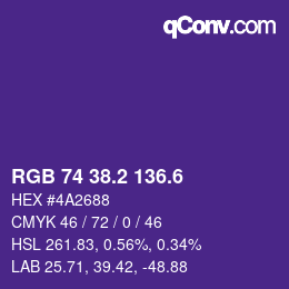 カラーコード: RGB 74 38.2 136.6 | qconv.com