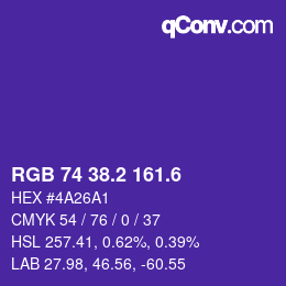 カラーコード: RGB 74 38.2 161.6 | qconv.com