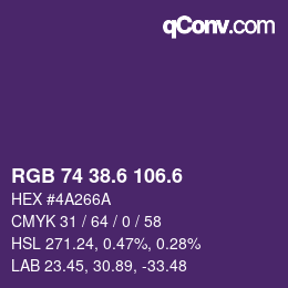 カラーコード: RGB 74 38.6 106.6 | qconv.com