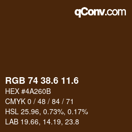 カラーコード: RGB 74 38.6 11.6 | qconv.com