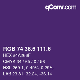 カラーコード: RGB 74 38.6 111.6 | qconv.com
