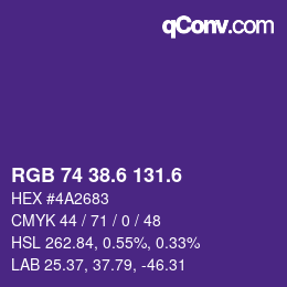 カラーコード: RGB 74 38.6 131.6 | qconv.com