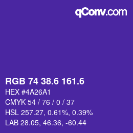 カラーコード: RGB 74 38.6 161.6 | qconv.com