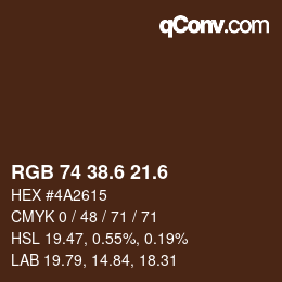 カラーコード: RGB 74 38.6 21.6 | qconv.com