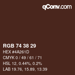 カラーコード: RGB 74 38 29 | qconv.com