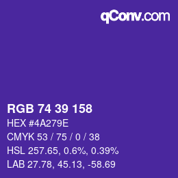 カラーコード: RGB 74 39 158 | qconv.com