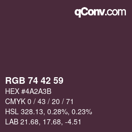 カラーコード: RGB 74 42 59 | qconv.com