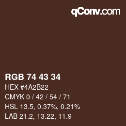 Code couleur: RGB 74 43 34 | qconv.com