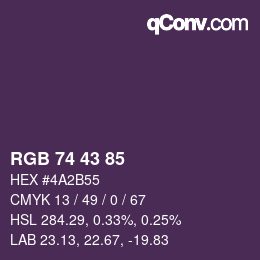 Farbcode: RGB 74 43 85 | qconv.com