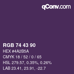Farbcode: RGB 74 43 90 | qconv.com