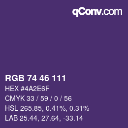 Farbcode: RGB 74 46 111 | qconv.com