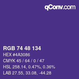 カラーコード: RGB 74 48 134 | qconv.com