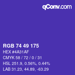 カラーコード: RGB 74 49 175 | qconv.com