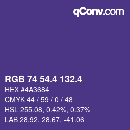 カラーコード: RGB 74 54.4 132.4 | qconv.com