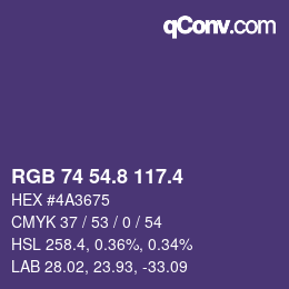 カラーコード: RGB 74 54.8 117.4 | qconv.com