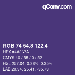 カラーコード: RGB 74 54.8 122.4 | qconv.com