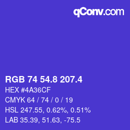 カラーコード: RGB 74 54.8 207.4 | qconv.com