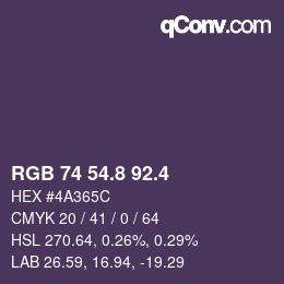 カラーコード: RGB 74 54.8 92.4 | qconv.com
