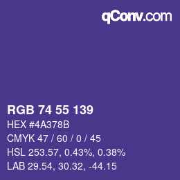 Farbcode: RGB 74 55 139 | qconv.com