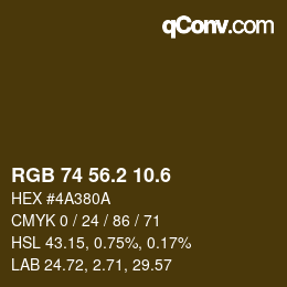 カラーコード: RGB 74 56.2 10.6 | qconv.com