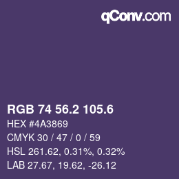 カラーコード: RGB 74 56.2 105.6 | qconv.com