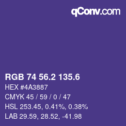 カラーコード: RGB 74 56.2 135.6 | qconv.com