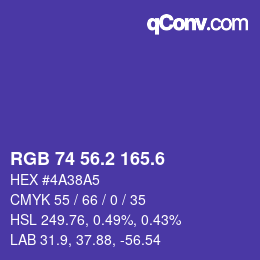 カラーコード: RGB 74 56.2 165.6 | qconv.com