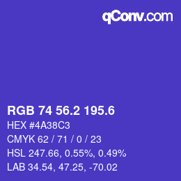 カラーコード: RGB 74 56.2 195.6 | qconv.com