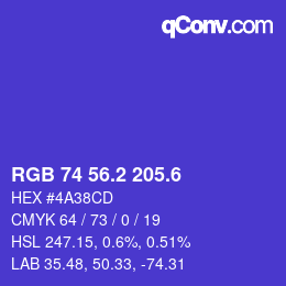 カラーコード: RGB 74 56.2 205.6 | qconv.com