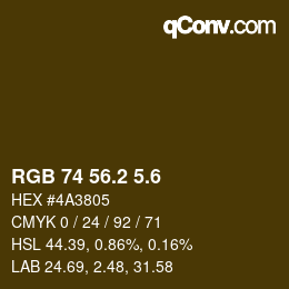 カラーコード: RGB 74 56.2 5.6 | qconv.com