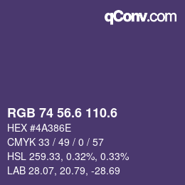 カラーコード: RGB 74 56.6 110.6 | qconv.com