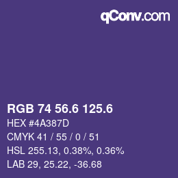 カラーコード: RGB 74 56.6 125.6 | qconv.com