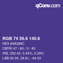 カラーコード: RGB 74 56.6 140.6 | qconv.com