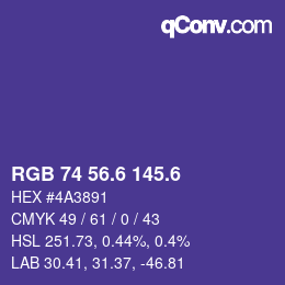 カラーコード: RGB 74 56.6 145.6 | qconv.com